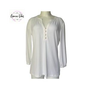 New York and Company White Button Blouse